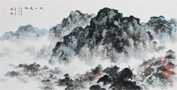 藍再興 玉山遠眺 69.5×136cm 1993