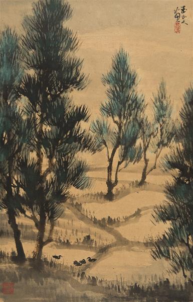 林玉山 水田風景 68×44 cm 1964