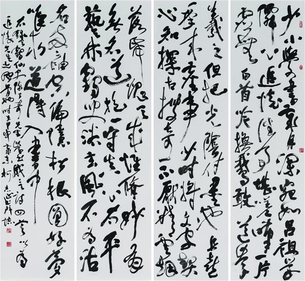 柯志正 天鶴仙史學書感言詩 181×48cm(4連作) 2005