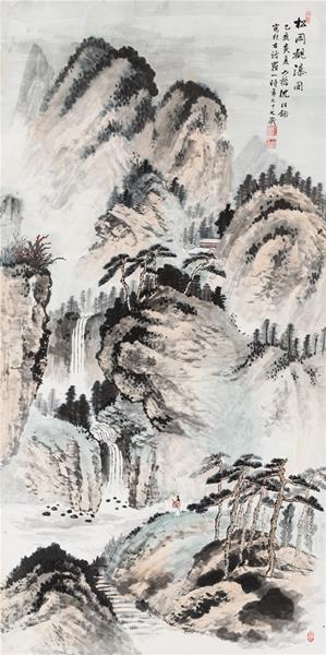 沈紹鈞 松岡觀瀑圖 173×86cm 1995